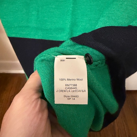 J. Crew Emerald and Black Striped Short Sleeve Top - Picture 3 of 3